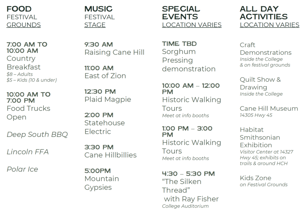 2022 Cane Hill Harvest Festival Historic Cane Hill Arkansas